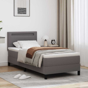 vidaXL Boxspringbed met matras Grijs 90 x 200 cm Kunstleer