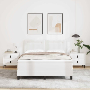 vidaXL Boxspringbed met matras Wit 140 x 190 cm Kunstleer