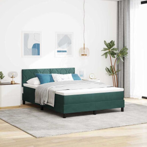 vidaXL Boxspringbed met matras Donkergroen 140 x 190 cm Fluweel