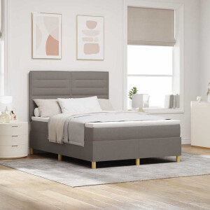 vidaXL Boxspringbed met matras met hoofdeinde Taupe 140 x 190 cm Stof