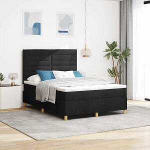 vidaXL Boxspringbed met matras met hoofdeinde Zwart 160 x 200 cm Stof