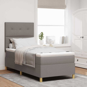 vidaXL Boxspringbed met matras met hoofdeinde Taupe 90 x 190 cm Stof
