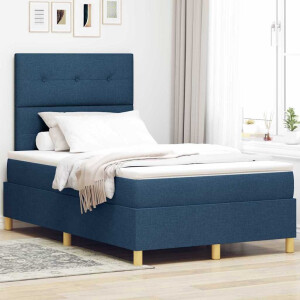 vidaXL Boxspringbed met matras met hoofdeinde Blauw 120 x 190 cm Stof