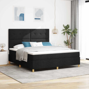 vidaXL Boxspringbed met matras met hoofdeinde Zwart 180 x 200 cm Stof