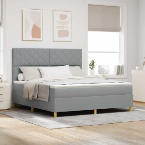 vidaXL Boxspringbed met hoofdeinde Lichtgrijs 180 x 200 cm Stof