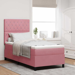 vidaXL Boxspring bed met matras Roze 100 x 200 cm Fluweel