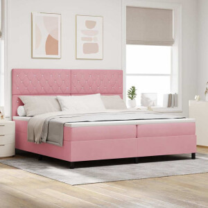 vidaXL Boxspringbed met matras Roze 200 x 200 cm Fluweel