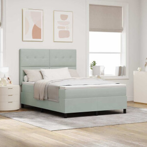 vidaXL Boxspringbed met matras Lichtgrijs 140 x 190 cm Fluweel