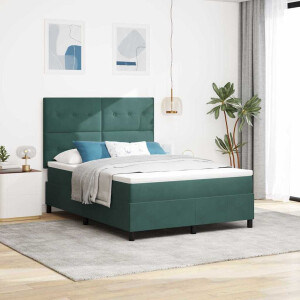 vidaXL Boxspringbed met matras Donkergroen 140 x 190 cm Fluweel