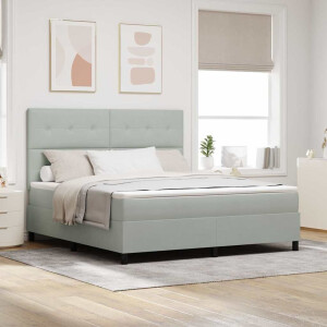 vidaXL Boxspringbed met matras Lichtgrijs 180 x 200 cm Fluweel