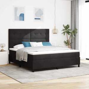 vidaXL Boxspringbed met matras Zwart 180 x 200 cm Fluweel