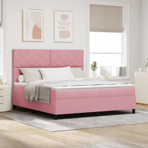 vidaXL Boxspringbed met matras Roze 180 x 200 cm Fluweel