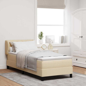 vidaXL Boxspringbed met matras met hoofdeinde Crème 80 x 200 cm Stof