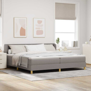vidaXL Boxspringbed met matras met hoofdeinde Taupe 200 x 200 cm Stof