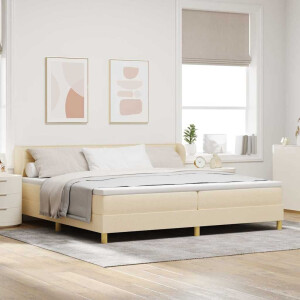 vidaXL Boxspringbed met matras met hoofdeinde Crème 200 x 200 cm Stof