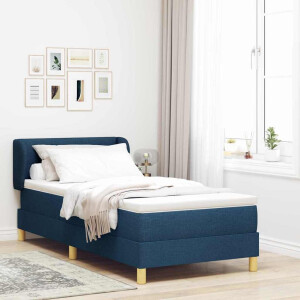 vidaXL Boxspringbed met matras met hoofdeinde Blauw 90 x 190 cm Stof