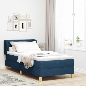 vidaXL Boxspringbed met matras met hoofdeinde Blauw 90 x 190 cm Stof