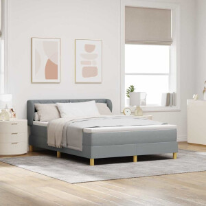 vidaXL Boxspringbed met hoofdeinde Lichtgrijs 140 x 190 cm Stof