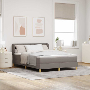 vidaXL Boxspringbed met hoofdeinde Taupe 140 x 190 cm Stof