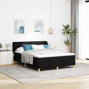 vidaXL Boxspringbed met hoofdeinde Zwart 140 x 200 cm Stof