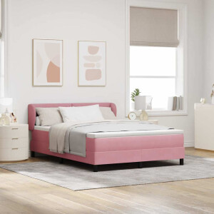 vidaXL Boxspringbed met hoofdeinde Roze 140 x 190 cm Fluweel