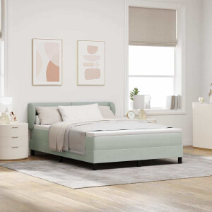 vidaXL Boxspringbed met hoofdeinde Lichtgrijs 140 x 200 cm Fluweel