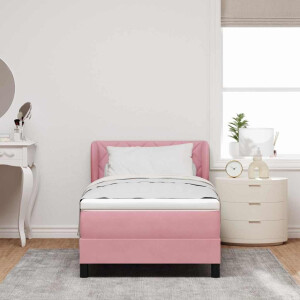 vidaXL Boxspringbed met hoofdeinde Roze 90 x 200 cm Fluweel