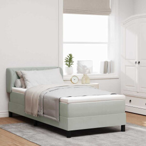 vidaXL Boxspringbed met hoofdeinde Lichtgrijs 100 x 200 cm Fluweel