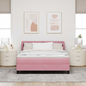 vidaXL Boxspringbed met hoofdeinde Roze 140 x 190 cm Fluweel