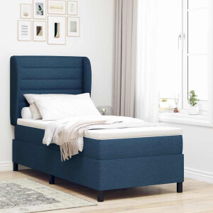 vidaXL Boxspring bed met matras met hoofdeinde Blauw 90 x 190 cm Stof
