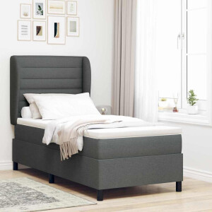 vidaXL Boxspring bed met matras Donkergrijs 90 x 200 cm Stof