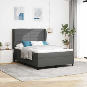 vidaXL Boxspring bed met matras Donkergrijs 140 x 190 cm Stof