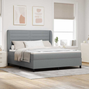 vidaXL Boxspring bed met matras Lichtgrijs 180 x 200 cm Stof