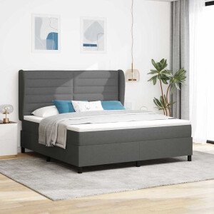 vidaXL Boxspring bed met matras Donkergrijs 180 x 200 cm Stof