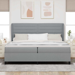 vidaXL Boxspring bed met matras Lichtgrijs 200 x 200 cm Stof