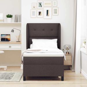 vidaXL Boxspring bed met hoofdeinde Donkerbruin 100 x 200 cm Stof