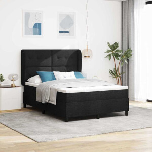 vidaXL Boxspring bed met matras met hoofdeinde Zwart 140 x 190 cm Stof