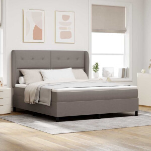 vidaXL Boxspring bed met matras met hoofdeinde Taupe 180 x 200 cm Stof