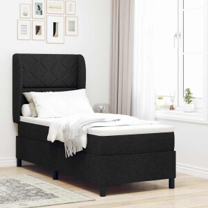 vidaXL Boxspring bed met matras met hoofdeinde Zwart 80 x 200 cm Stof