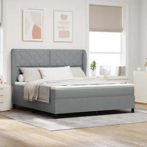 vidaXL Boxspring bed met hoofdeinde Lichtgrijs 180 x 200 cm Stof