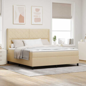 vidaXL Boxspring bed met hoofdeinde Crème 180 x 200 cm Stof