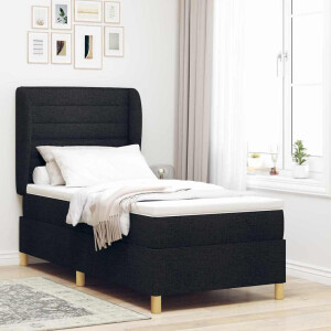 vidaXL Boxspringbed met matras met hoofdeinde Zwart 200 x 90 cm Stof