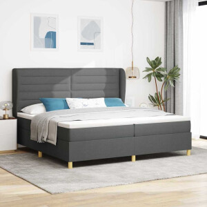 vidaXL Boxspringbed met matras Donkergrijs 200 x 200 cm Stof