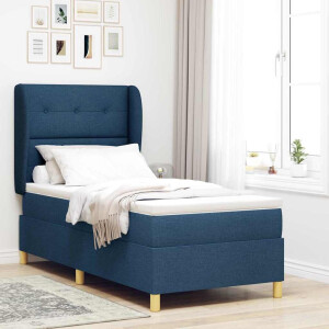 vidaXL Boxspringbed met hoofdeinde Blauw 190 x 90 cm Stof