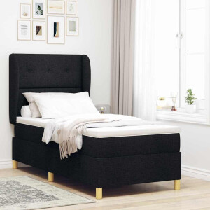 vidaXL Boxspringbed met matras met hoofdeinde Zwart 200 x 90 cm Stof