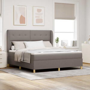 vidaXL Boxspringbed met matras met hoofdeinde Taupe 200 x 180 cm Stof