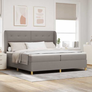 vidaXL Boxspringbed met matras met hoofdeinde Taupe 200 x 200 cm Stof
