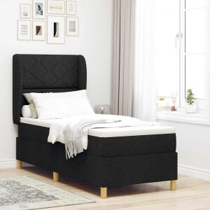 vidaXL Boxspringbed met matras met hoofdeinde Zwart 200 x 80 cm Stof