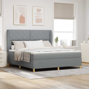 vidaXL Boxspringbed met hoofdeinde Lichtgrijs 200 x 180 cm Stof