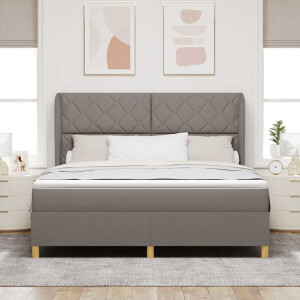 vidaXL Boxspringbed met hoofdeinde Taupe 200 x 180 cm Stof